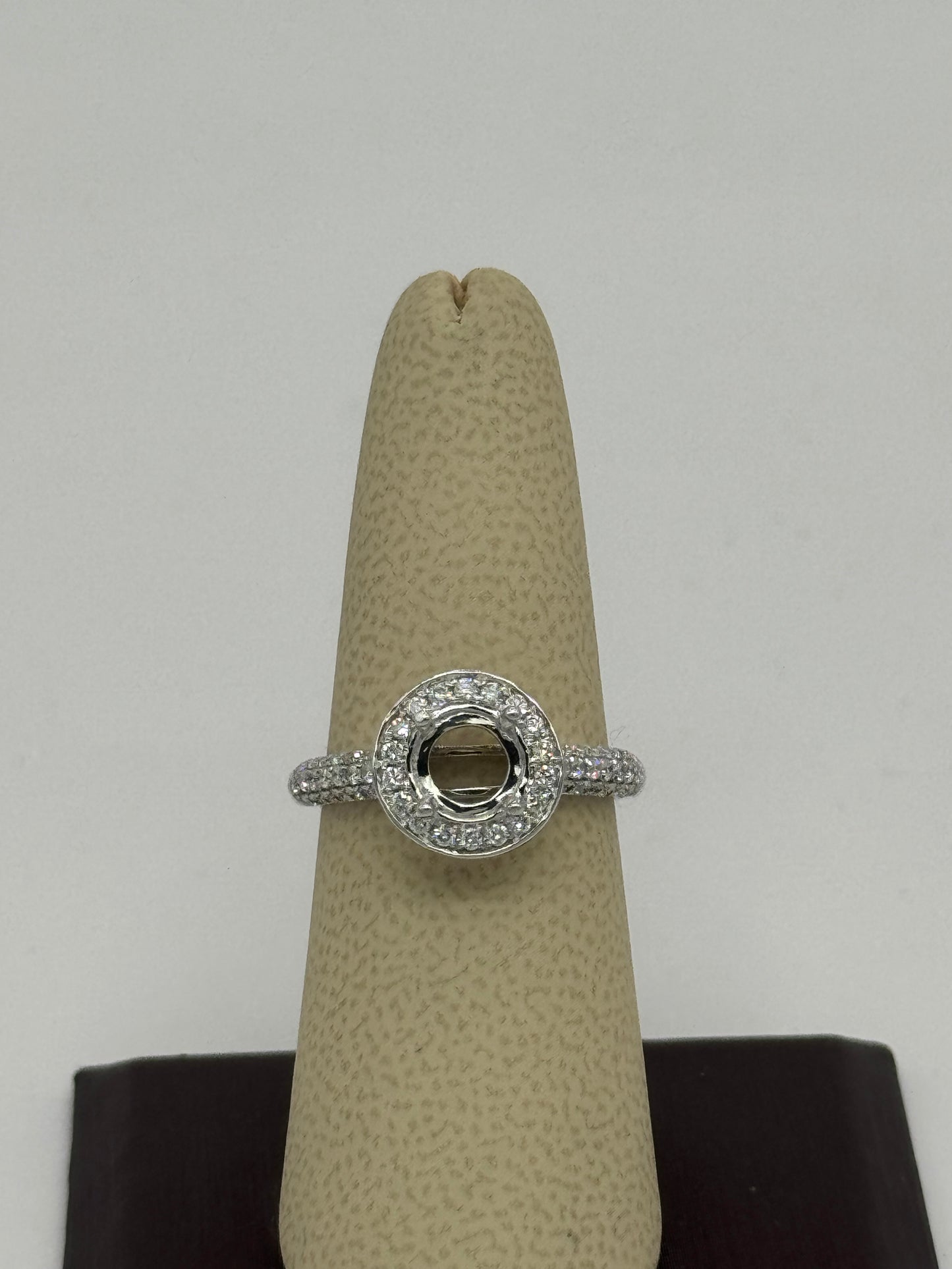 14K White Gold Ring For Round Stone