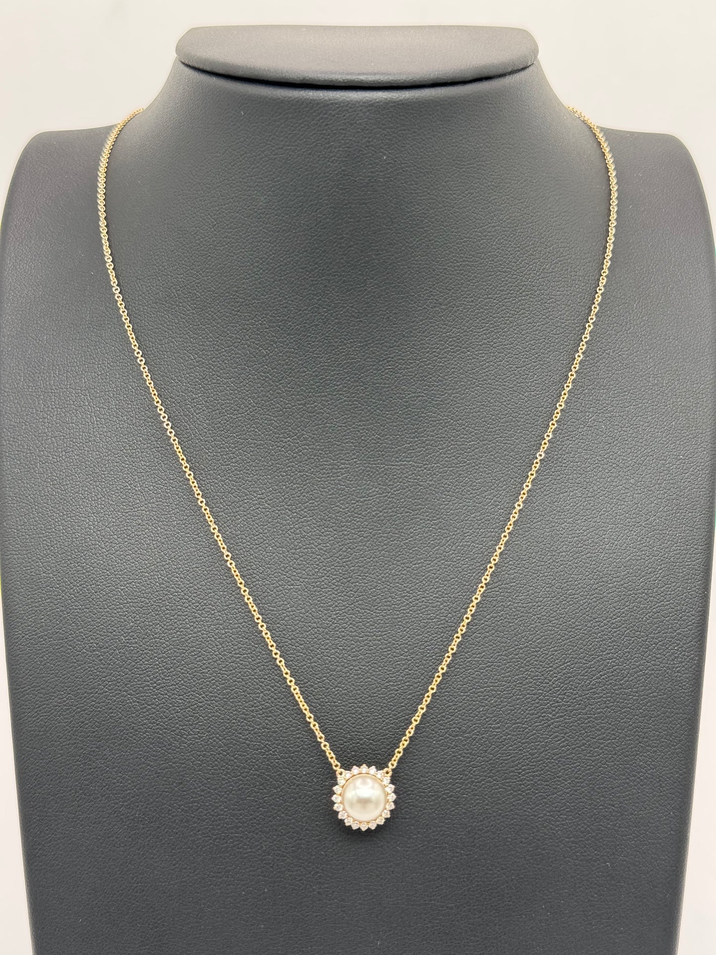 Pearl & Sun Necklace 14K Yellow & White Gold