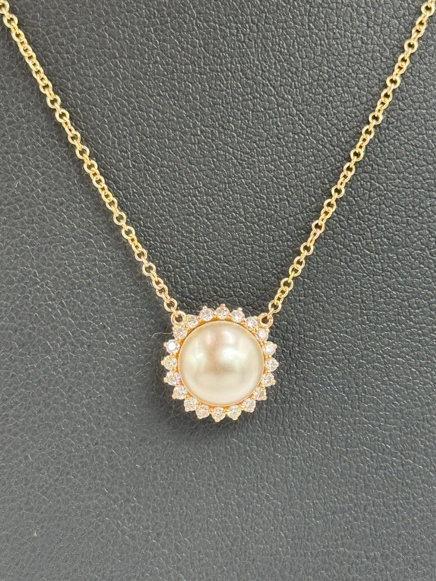 Pearl & Sun Necklace 14K Yellow & White Gold
