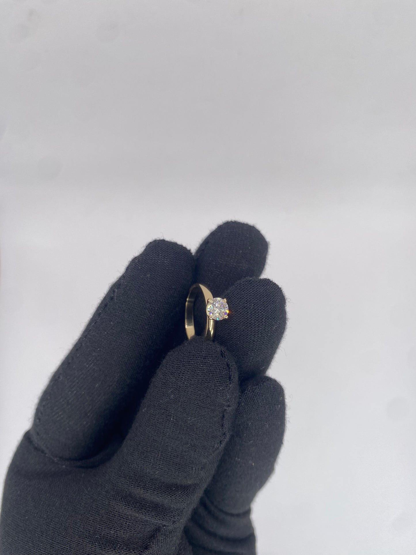 14K Yellow Gold Solitaire Lab Diamond Ring