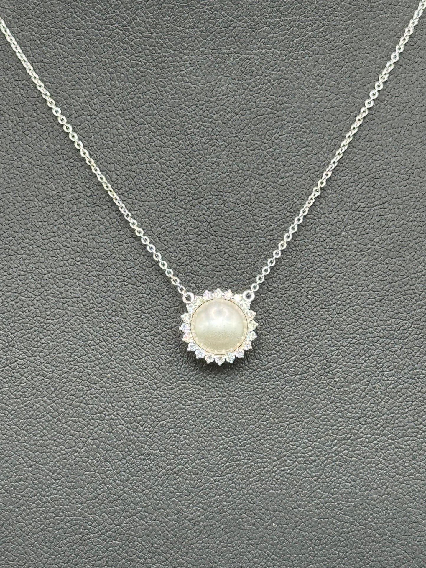 Pearl & Sun Necklace 14K Yellow & White Gold