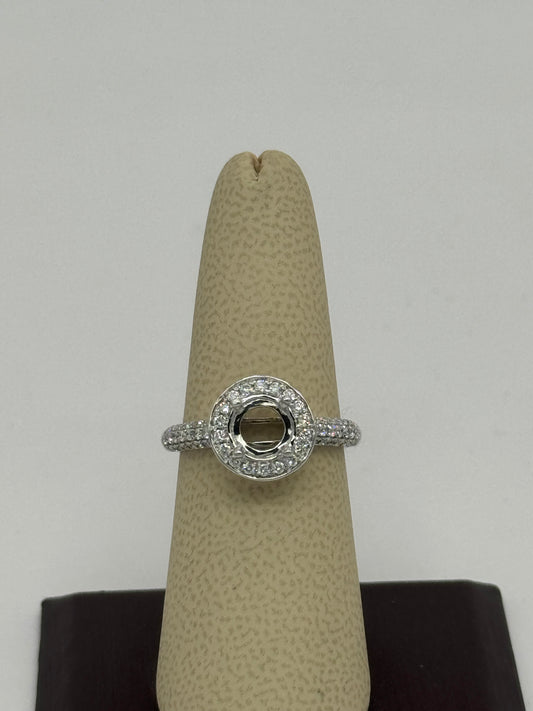 14K White Gold Ring For Round Stone