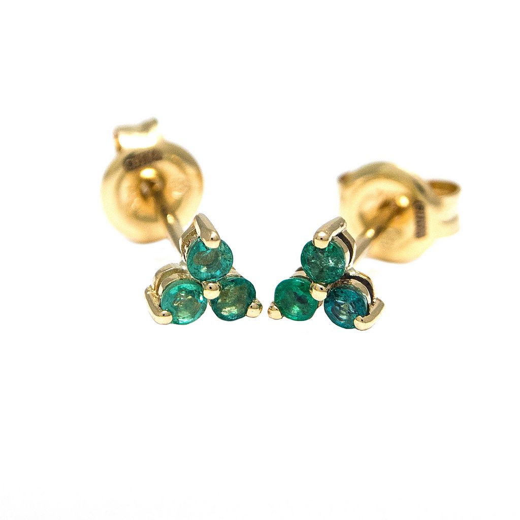 Round Prong Emerald Earrings