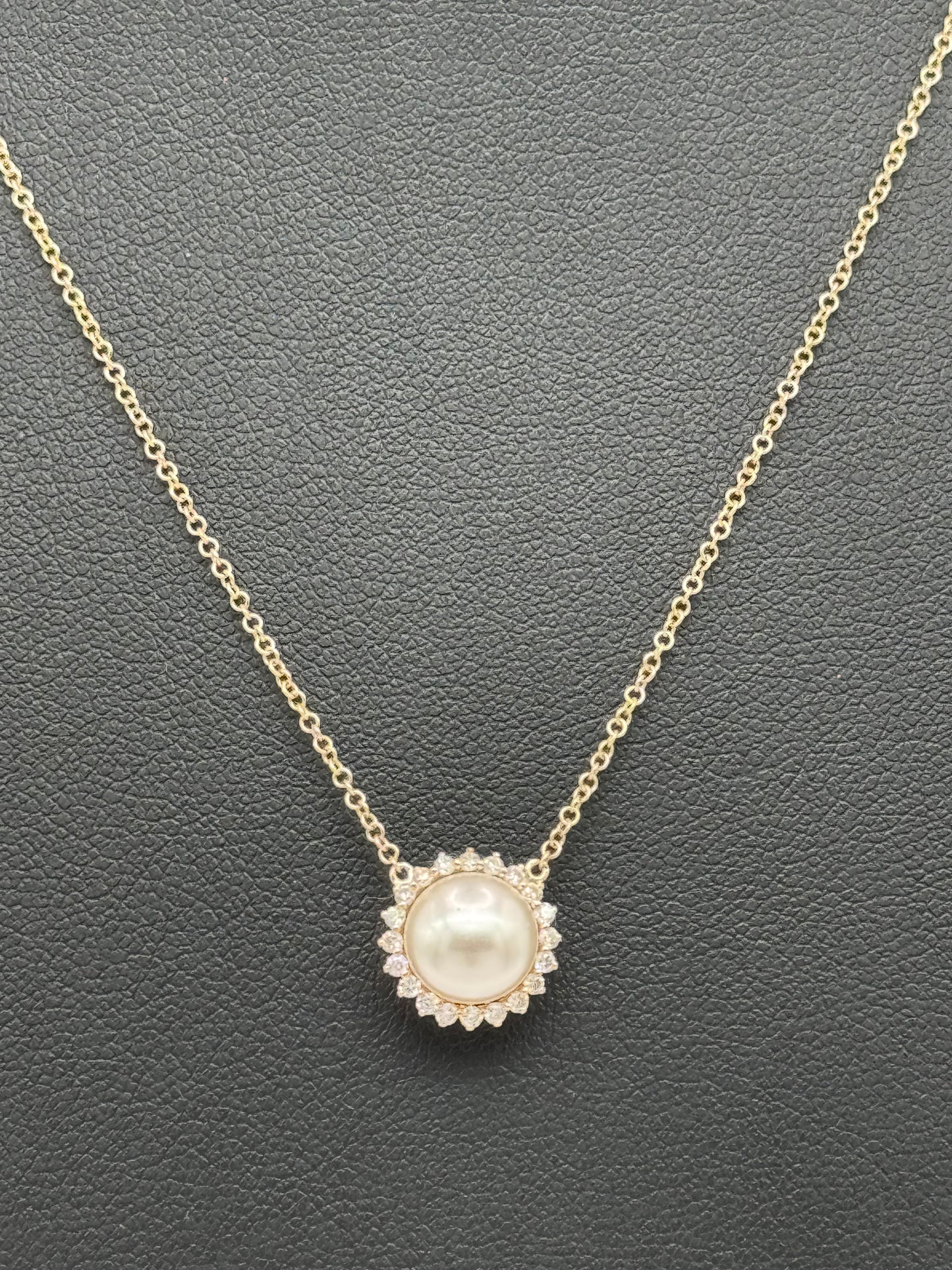 Pearl & Sun Necklace 14K Yellow & White Gold
