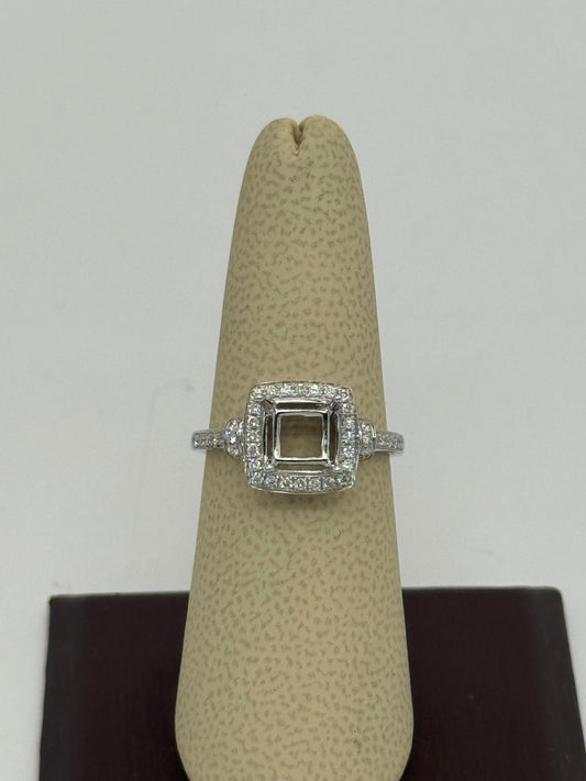 14K White Gold Ring Princess Cut