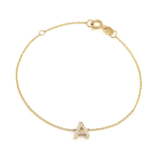 Initial "A" Single Prong Diamond Bracelet