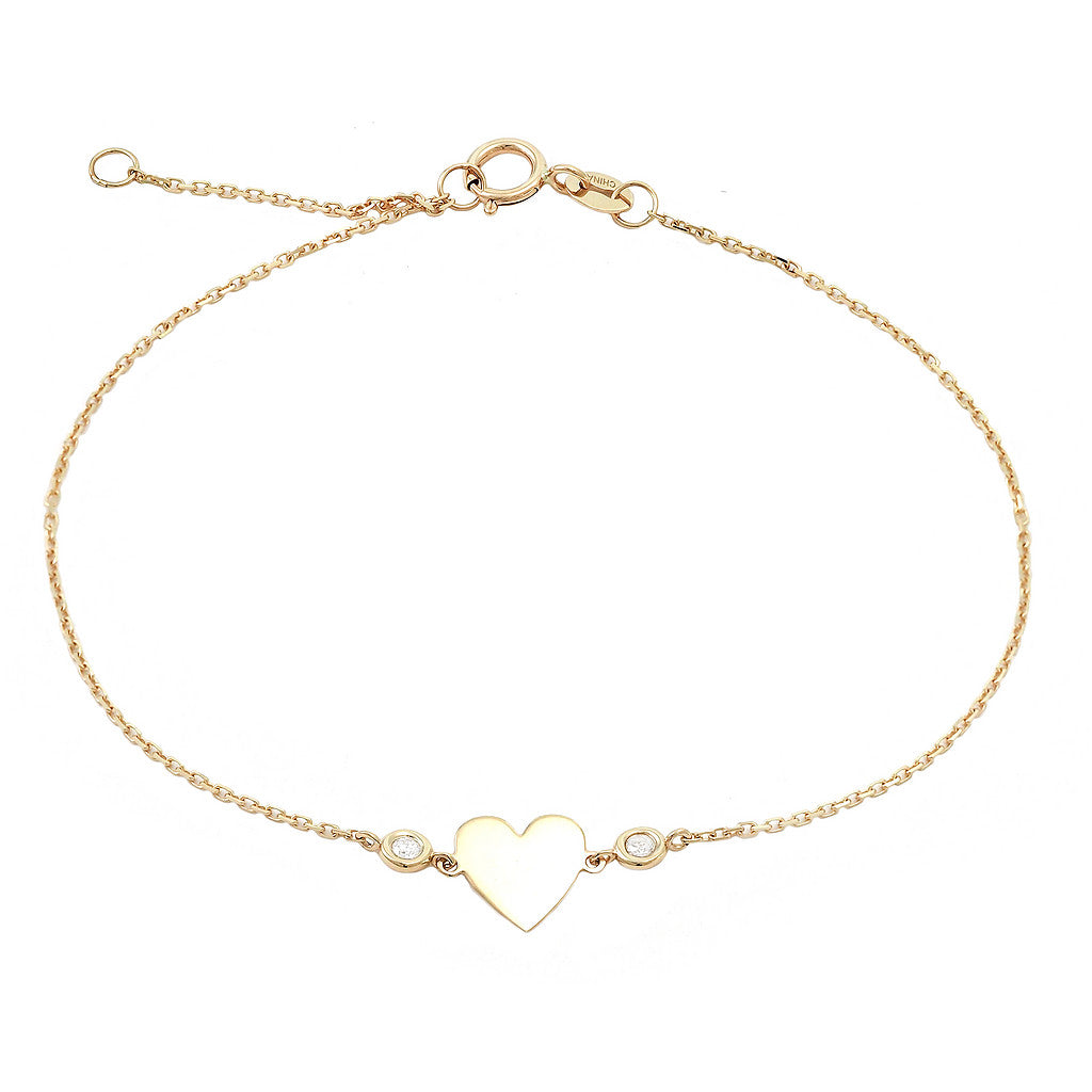 Heart Round Bezel Diamond Bracelet