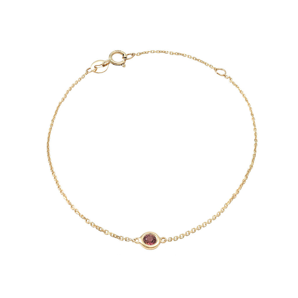 Classic Round Bezel Pink Tourmaline Bracelet