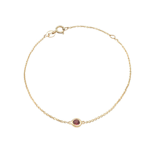 Classic Round Bezel Pink Tourmaline Bracelet