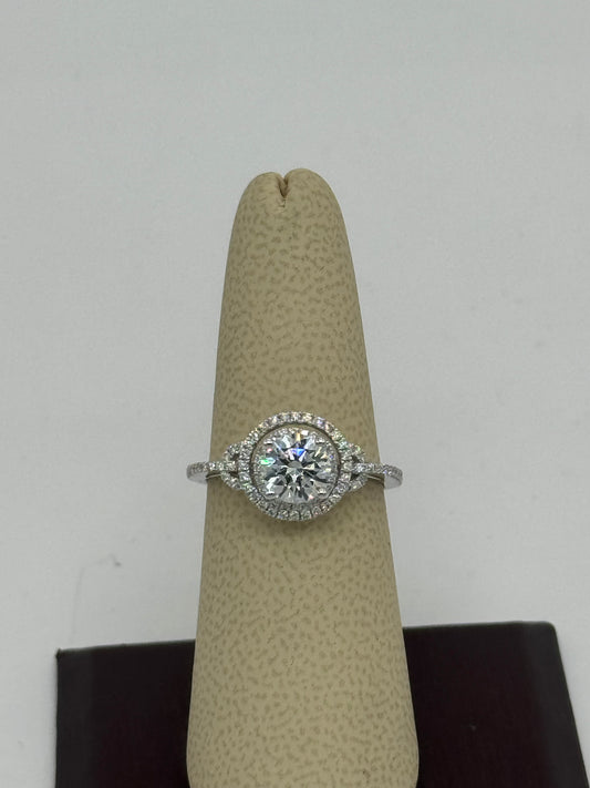 14K Gold Ring Round Stone Clip Design