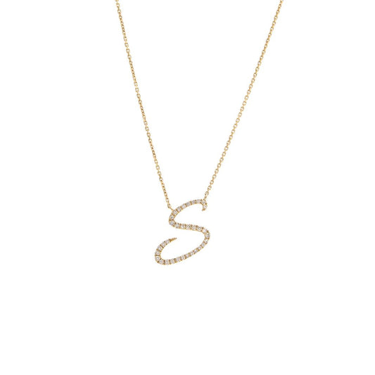 Diamond Script Initial "S" Necklace